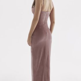 Azalea Soft Pink Velvet Midi Dress - Image 13