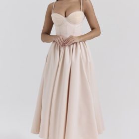 Perfect Peach Satin Corset and Skirt - Image 5