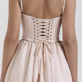 Perfect Peach Satin Corset and Skirt - Image 13