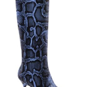 Royale Blue Print Leather Knee High Boots - Image 2
