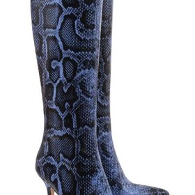 Royale Blue Print Leather Knee High Boots - Image 3