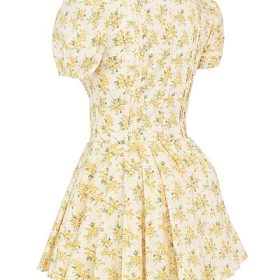 Imani Buttercup Vintage Floral Print Pleated Cotton Mini Dress - Image 3