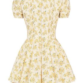 Imani Buttercup Vintage Floral Print Pleated Cotton Mini Dress - Image 4