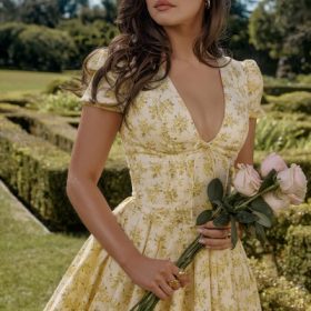 Imani Buttercup Vintage Floral Print Pleated Cotton Mini Dress - Image 5