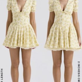 Imani Buttercup Vintage Floral Print Pleated Cotton Mini Dress - Image 16