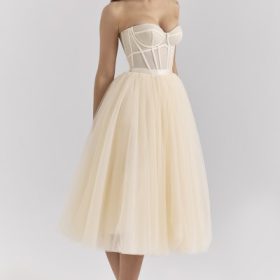 Darling Vintage Cream Tulle Midi Dress - Image 8