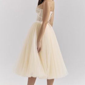Darling Vintage Cream Tulle Midi Dress - Image 9