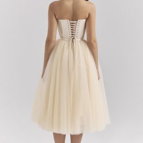 Darling Vintage Cream Tulle Midi Dress - Image 10