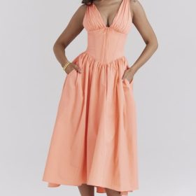 Emmelina Sorbet Cotton Corset Sundress - Image 5