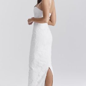 Eva White Floral Lace Maxi Dress - Image 10
