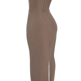 Lucia Taupe Strapless Corset Maxi Dress - Image 3