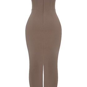 Lucia Taupe Strapless Corset Maxi Dress - Image 4