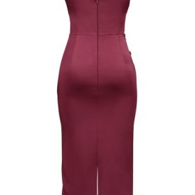 Santana Berry Satin Strapless Midi Dress - Image 4