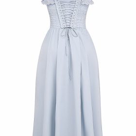 Jaime Soft Blue Cotton Broderie Anglais Midi SunDress - Image 4