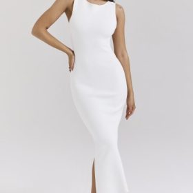 Noli White Stretch Knit Maxi Dress - Image 5