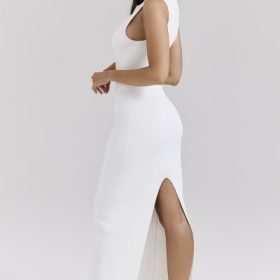Noli White Stretch Knit Maxi Dress - Image 7