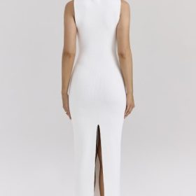 Noli White Stretch Knit Maxi Dress - Image 8