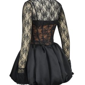 Beauty Black Lace Puffball Mini Dress - Image 3