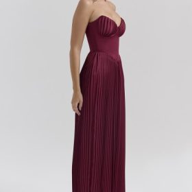 Marcella Berry Pleated Georgette Maxi Dress
