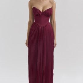 Marcella Berry Pleated Georgette Maxi Dress - Image 5