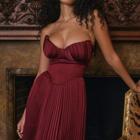 Marcella Berry Pleated Georgette Maxi Dress - Image 6