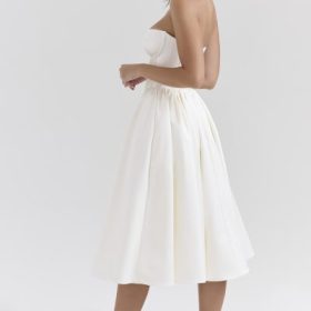 Coco Vintage Ivory Satin Midi Dress - Image 2