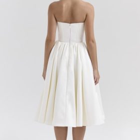 Coco Vintage Ivory Satin Midi Dress - Image 3