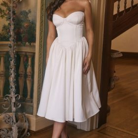 Coco Vintage Ivory Satin Midi Dress - Image 6