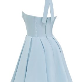 Harriet Bluebell Cotton Halter Mini Dress - Image 3