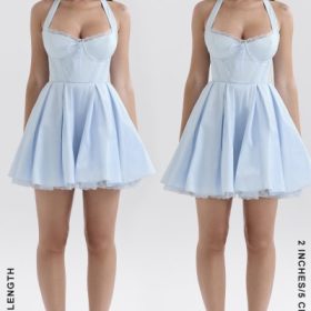 Harriet Bluebell Cotton Halter Mini Dress - Image 11