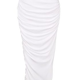 Loie White Gathered Maxi Skirt - Image 4