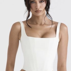 Rafa Ivory Satin Longline Corset - Image 5