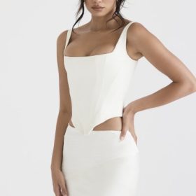 Rafa Ivory Satin Longline Corset - Image 9