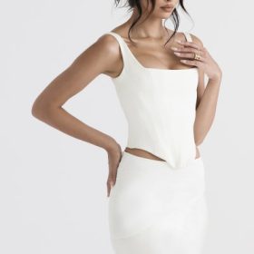 Rafa Ivory Satin Longline Corset - Image 10
