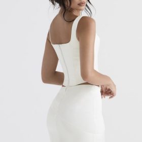 Rafa Ivory Satin Longline Corset - Image 11