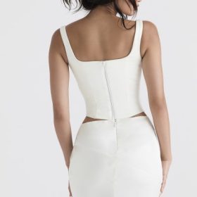 Rafa Ivory Satin Longline Corset - Image 12