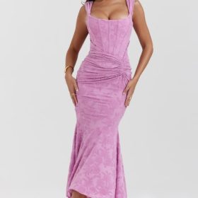 Cesca Rose Pink Floral Maxi Dress - Image 5