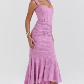 Cesca Rose Pink Floral Maxi Dress - Image 9