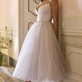 Countess French Dove Tulle Midi Dress