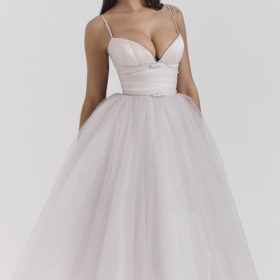 Countess French Dove Tulle Midi Dress - Image 8
