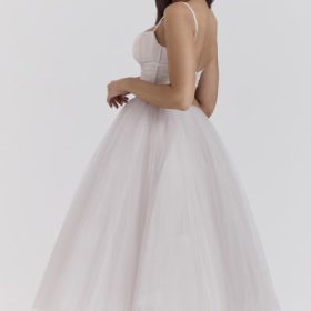 Countess French Dove Tulle Midi Dress - Image 9