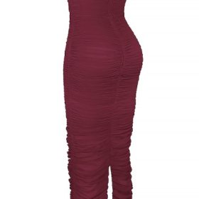 Sapphire Wine Gathered Maxi Dress - Image 3