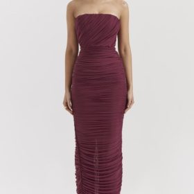 Sapphire Wine Gathered Maxi Dress - Image 7