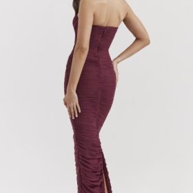 Sapphire Wine Gathered Maxi Dress - Image 9