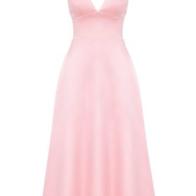 Tiffany Parisian Pink Satin A-Line Midi Dress - Image 2
