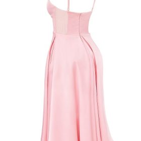 Tiffany Parisian Pink Satin A-Line Midi Dress - Image 3