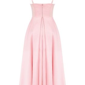 Tiffany Parisian Pink Satin A-Line Midi Dress - Image 4