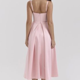 Tiffany Parisian Pink Satin A-Line Midi Dress - Image 11