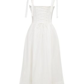 Hattie White Pin Tuck Cotton Midi Sundress - Image 4