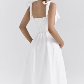 Hattie White Pin Tuck Cotton Midi Sundress - Image 9